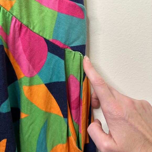 Md Farm Rio Dress Colorful Abstract Drop Waist Tropical Artsy Maximalist *Flawed - Picture 8 of 11